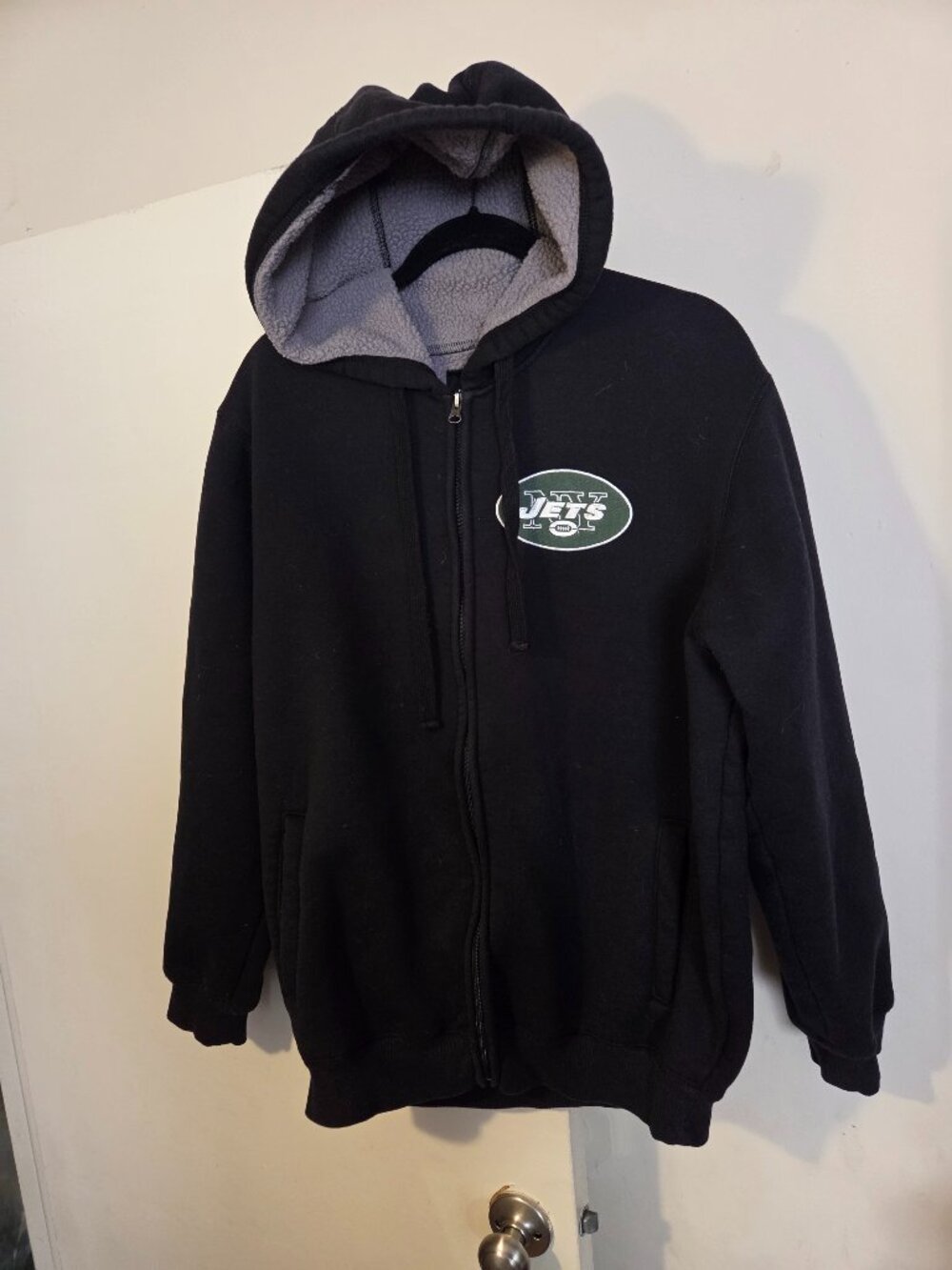 NFL NY Jets sherpa lined zip up hooded jacket